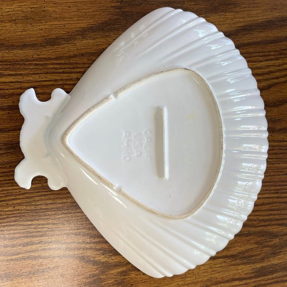 Shell Shaped Scalloped White Ceramic Serving Dish Platter Large 14" Giftcraft - Picture 6 of 13